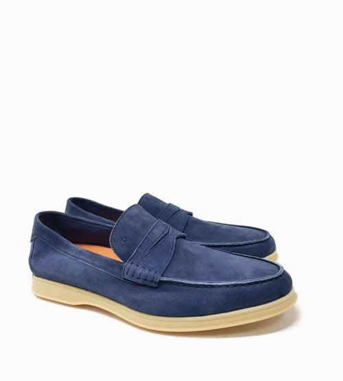 mens blue suede loafers