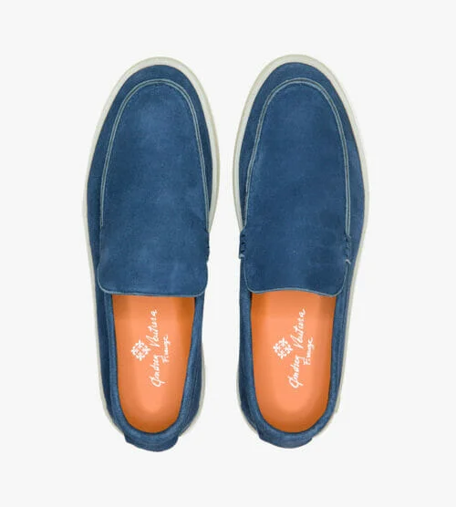 ST BARTH LS BLUE NAVY SUEDE LEATHER LOAFER - Andrea Ventura Firenze