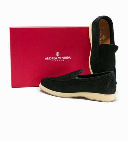 AQ-D COAST BLACK SUEDE LOAFER FOR WOMEN - Andrea Ventura Firenze