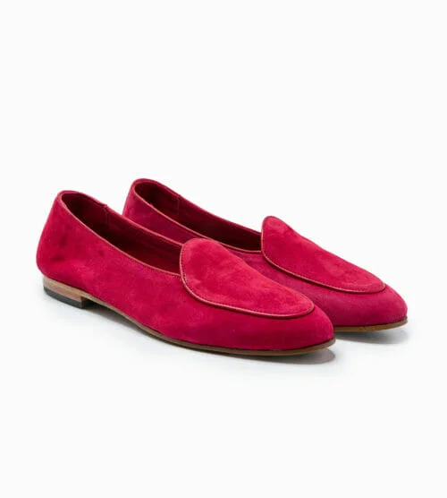 Red store suede loafers